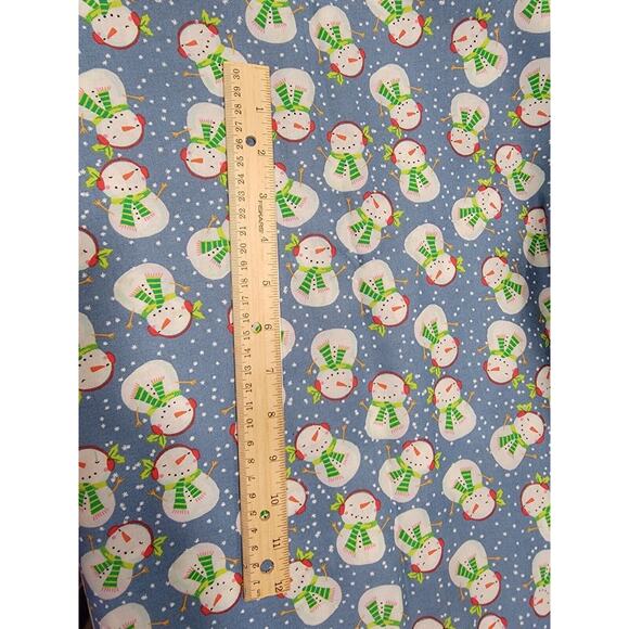 Blue Snowman Toss Fabric JoAnn Cotton 1 Yd 20 Inches Quilting Sewing New - Picture 2 of 3